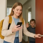 Babysitter qui saisit les détails de son intervention dans une famille