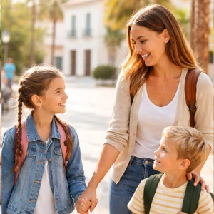 Une babysitter va chercher les enfants à l'école à Fréjus