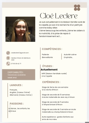 Cloé, babysitter à Hirson